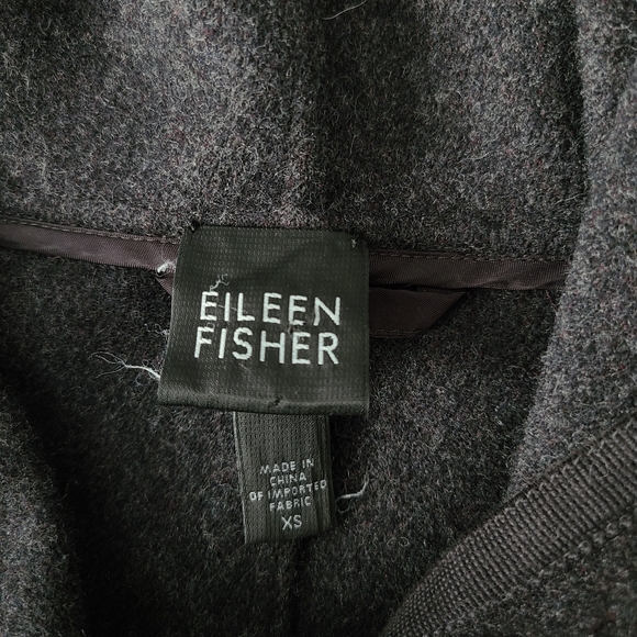 Eileen Fisher Hooded Wool Blend Coat - Picture 4 of 5
